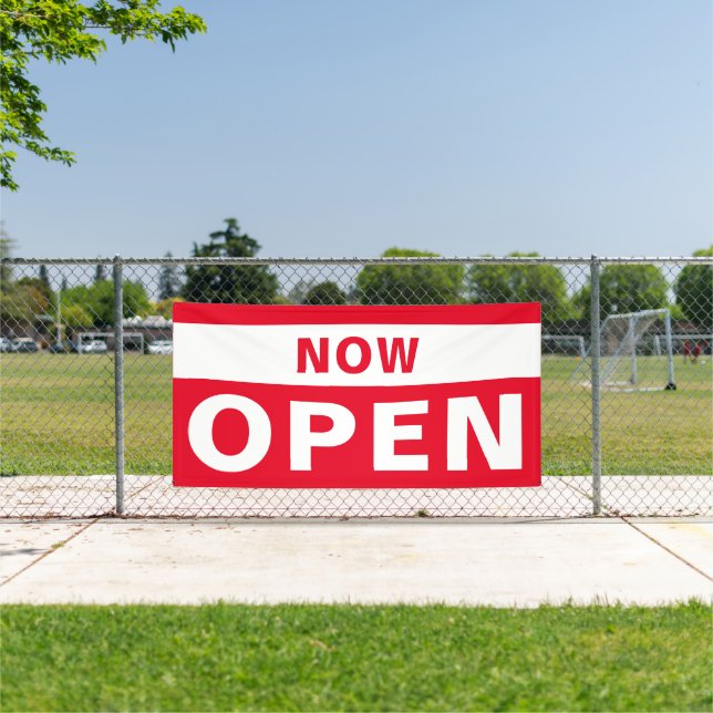 Banderoles Maintenant Open Business Rouge Blanc Grand Panneau (Insitu)