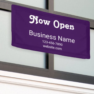 Banderoles Maintenant Ouvert Nom de l'entreprise Téléphone Si