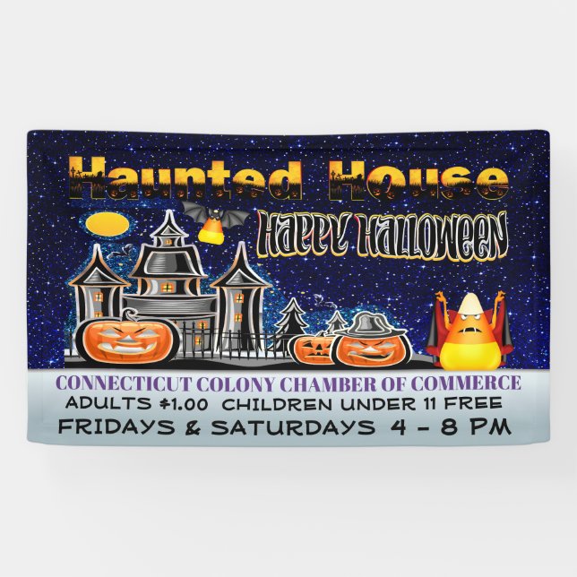Banderoles Maison hantée d'Halloween (Horizontal)