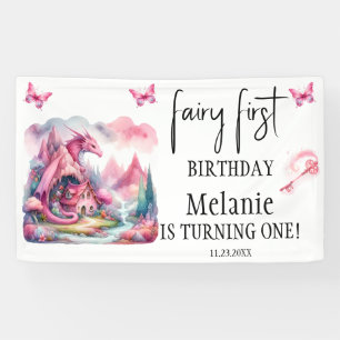 Banderoles Maison rose Fairy Dragon rose Premier anniversaire