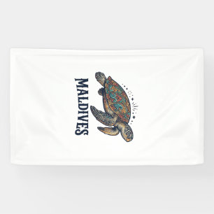 Banderoles Maldives Tortue de Mer Vintage Design de T-Shirt d