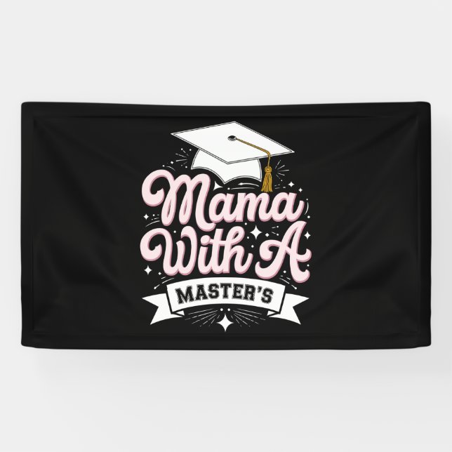 Banderoles Mama avec une maîtrise Diplôme Maman (Horizontal)