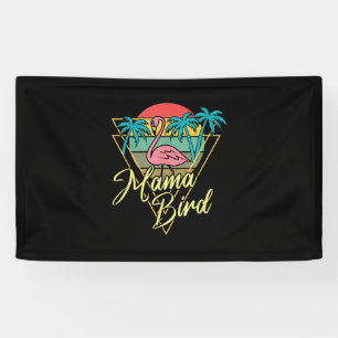 Banderoles Mama Bird Flamant rose Sunset Palm Tree Beach anné