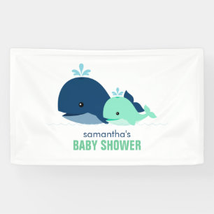 Banderoles Maman et baleines bébés Baby shower neutre pour le