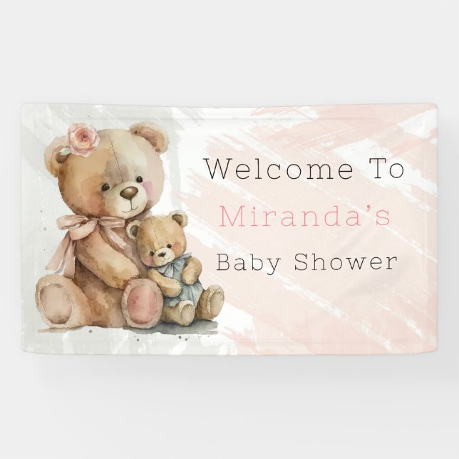 Banderoles Maman et Me Teddy Bear Baby shower Bienvenue (Horizontal)
