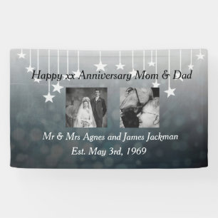 Banderoles Maman heureuse d'anniversaire et photo de papa