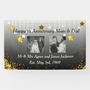 Banderoles Maman heureuse d'anniversaire et photo de papa