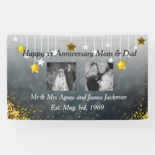 Banderoles Maman heureuse d'anniversaire et photo de papa