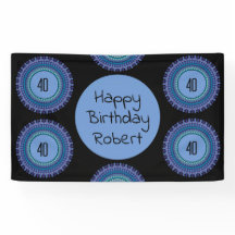 Mandala Blue and Black Custom Name Party