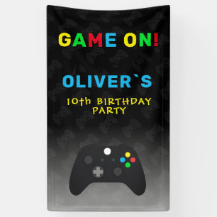 Banderoles Manette de jeu vidéo de fête d'anniversaire Game O
