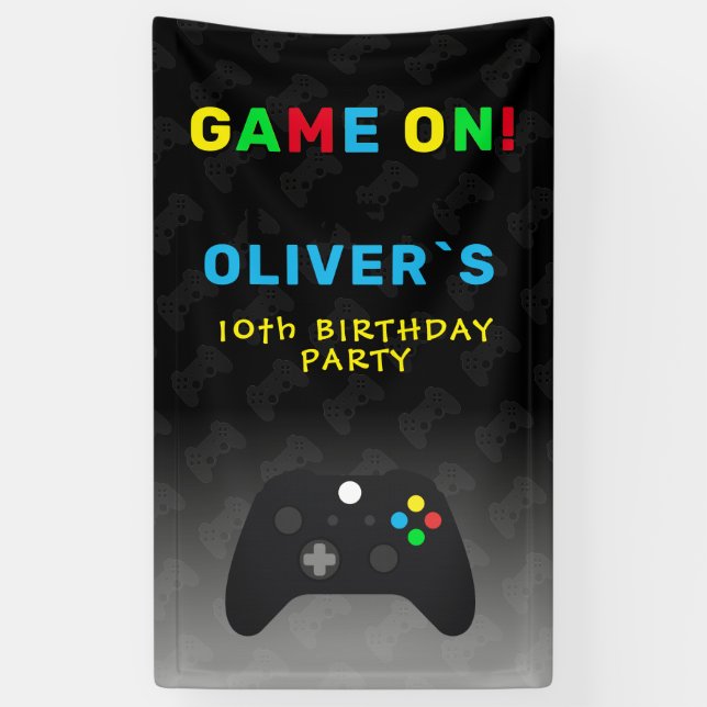 Banderoles Manette de jeu vidéo pour fête d'anniversaire (Vertical)