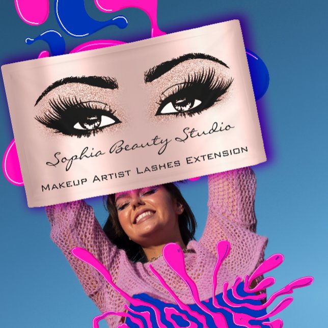 Banderoles Maquillage Artiste Eyelashes Rose Gold Rose Partie (Makeup Artist Eyelashes Rose Gold Pink Glitter Banner)