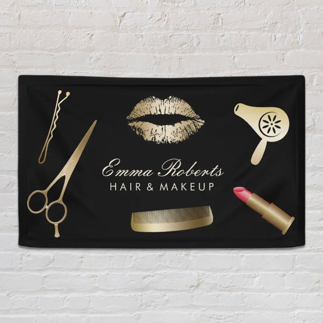 Banderoles Maquillage Artiste Hair Stylliste Moderne Noir & O (Créateur téléchargé)