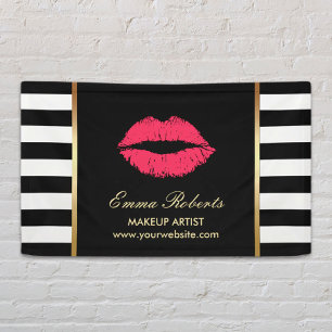 Banderoles Maquillage Artiste Lèvres rouges Moderne Noir Blan