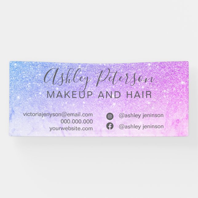Banderoles Maquillage élégante typographie marbre violet part (Horizontal)