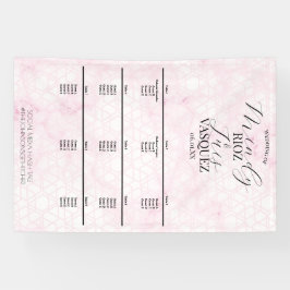 Banderoles Marble Abstract Pink Wedding Script Black Menu