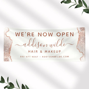 Banderoles Marbre Blanc Chic Agate Or Rose Entreprise