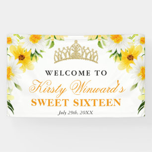Banderoles Marguerites et Fleurs Bienvenue Doux Seize Ans