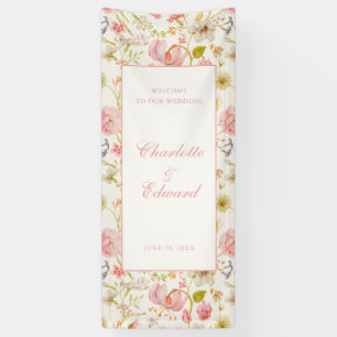 Banderoles Mariage à motif floral vintage