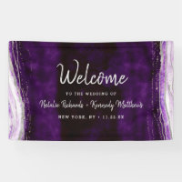 Mariage Amethyst Purple & Silver Geode Bienvenue