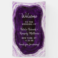 Mariage Amethyst Purple & Silver Geode Bienvenue