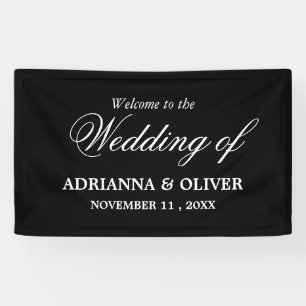 Banderoles Mariage bienvenu noir et blanc élégant simple