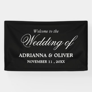 Banderoles Mariage bienvenu noir et blanc élégant simple