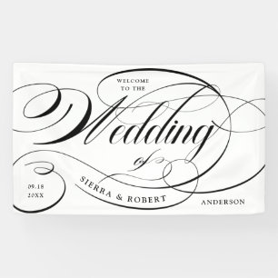 Banderoles Mariage Bienvenue Script élégant avec texte courbe