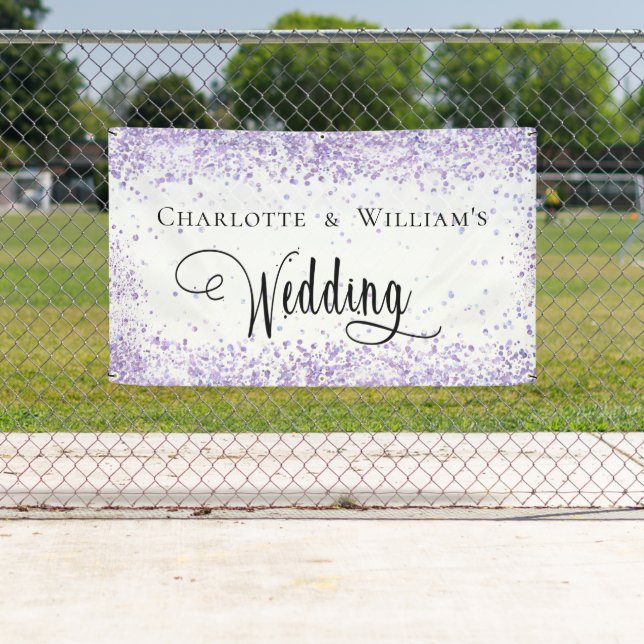Banderoles Mariage blanc violet lavande bienvenue (En situation)