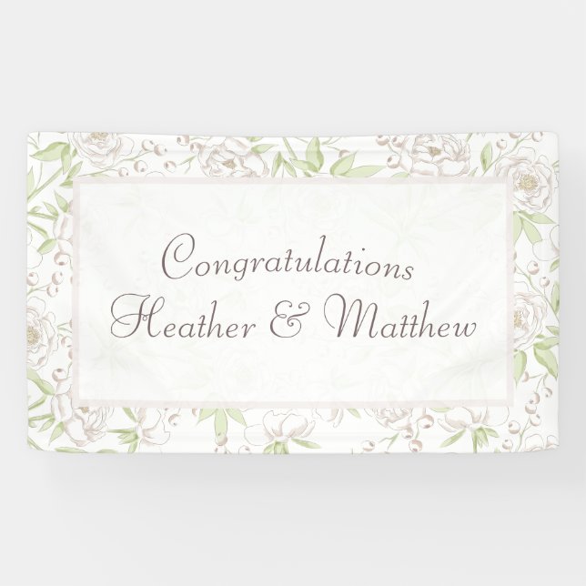 Banderoles Mariage Classique Rose Blanche (Horizontal)