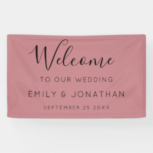 Banderoles Mariage d'accueil Noms Date Dusty Rose