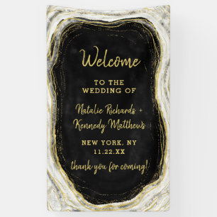 Banderoles Mariage d'Agate Black White & Gold