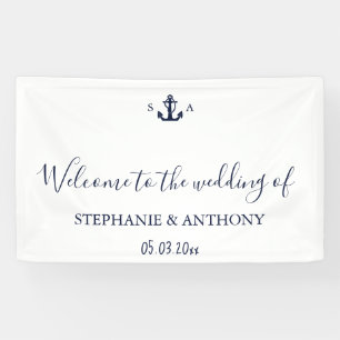 Banderoles Mariage d'Ancre bleu marine Monogram