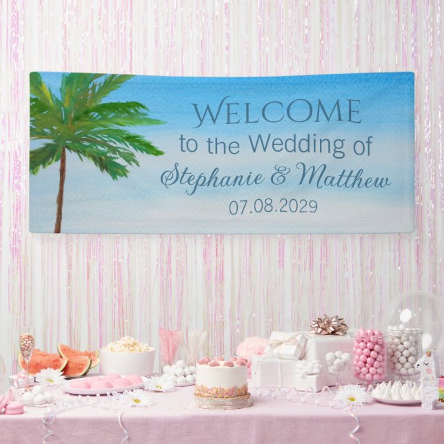 Banderoles Mariage d'aquarelle d'été de la plage tropicale (Fête)