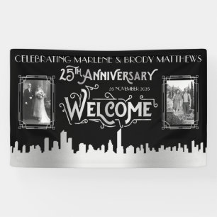 Banderoles Mariage d'argent Anniversaire Art déco Photos Bien