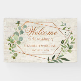 Banderoles Mariage de bouleau Eucalyptus géométrique en cuivr