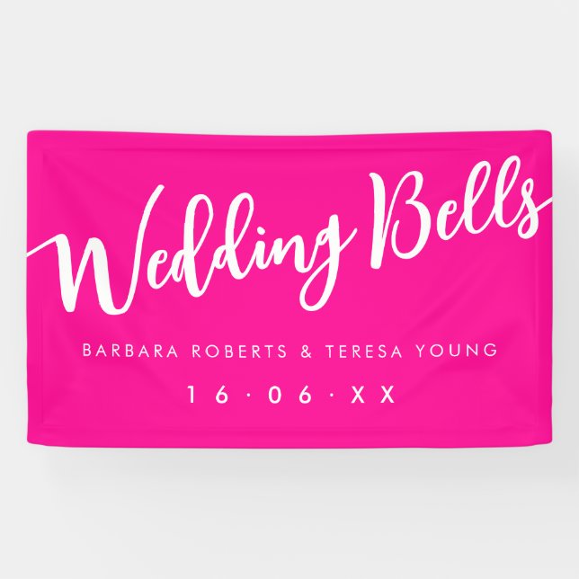 Banderoles Mariage de calligraphie blanche rose chaud Barbiec (Horizontal)