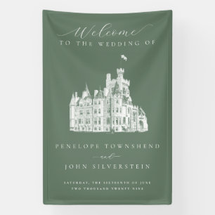 Banderoles Mariage de Destination Château Vintage Vert Sauge