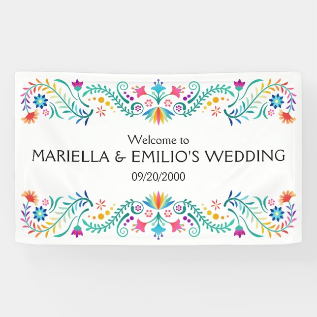 Banderoles Mariage de douche Fiesta Floral (Horizontal)