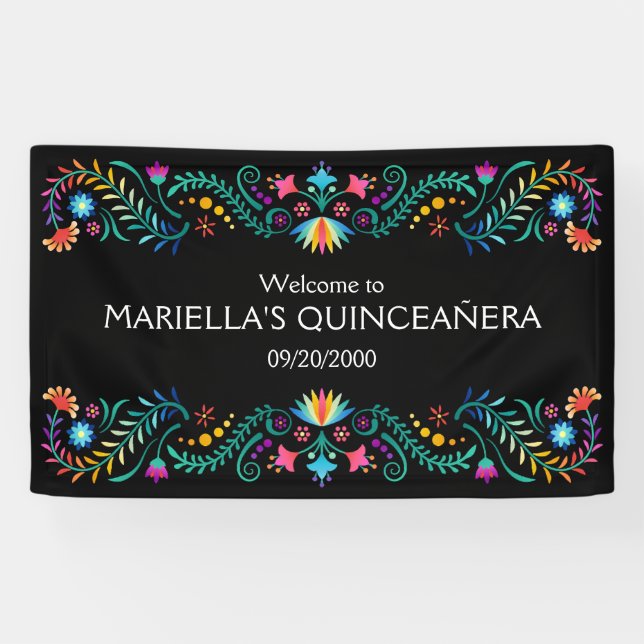 Banderoles Mariage de douche Fiesta Floral (Horizontal)