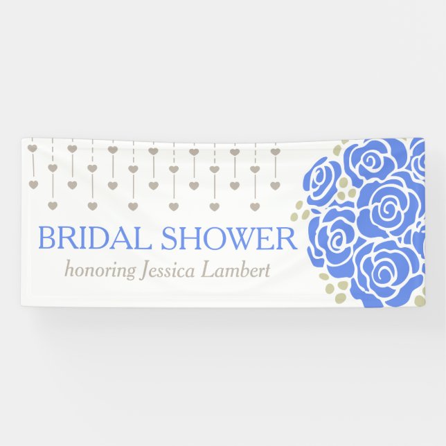 Banderoles Mariage de douche nuptiale bleu nom de la posite b (Horizontal)