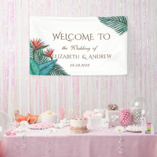 Banderoles Mariage de fleurs exotiques tropicales