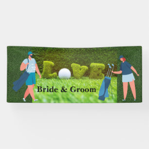 Banderoles Mariage de golf avec LOVE et golfeurs