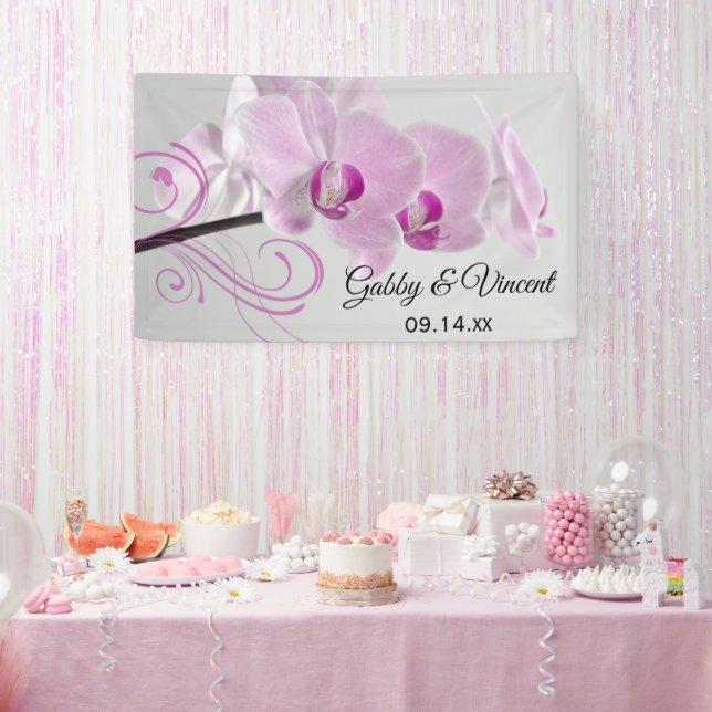 Banderoles Mariage de l'élégance de l'orchidée rose (Fête)