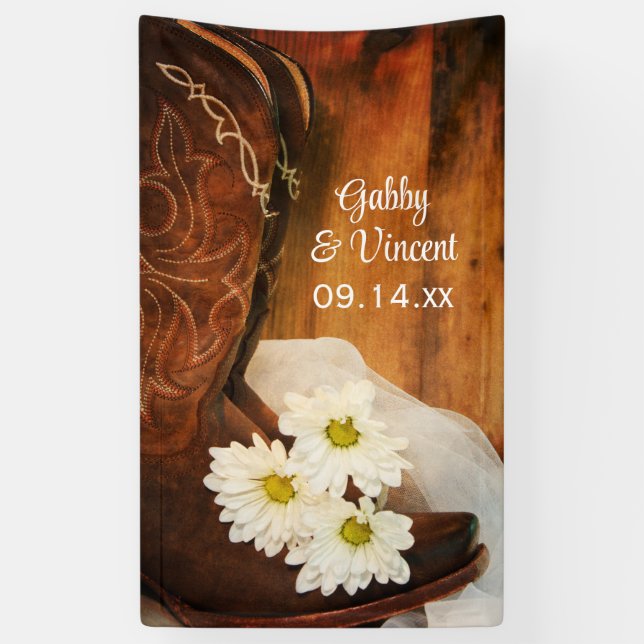 Banderoles Mariage de l'Ouest des marguerites blanches et des (Vertical)