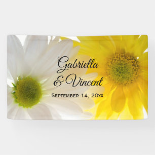 Banderoles Mariage de marguerites jaune et blanc