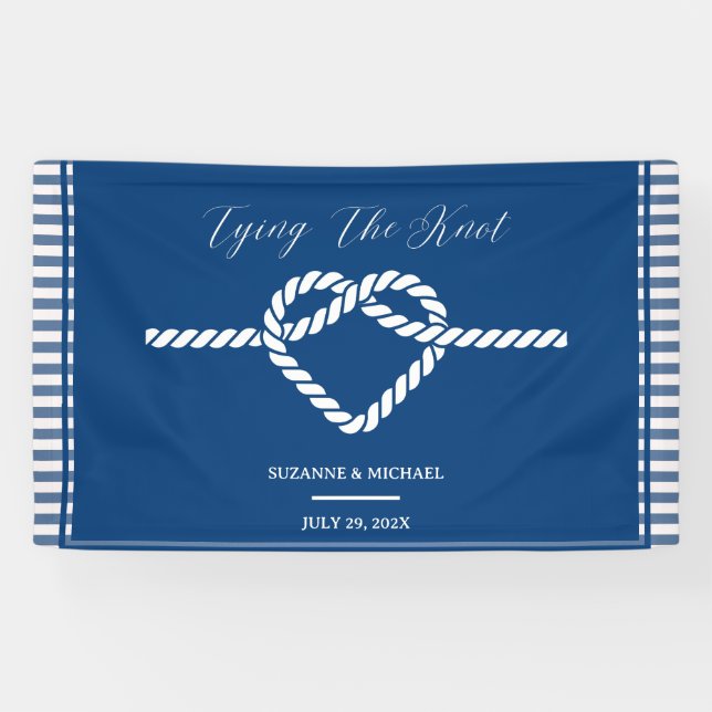 Banderoles Mariage de noeud d'attache bleu marine (Horizontal)