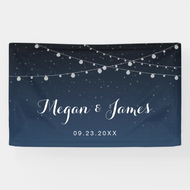 Banderoles Mariage de nuit bleu étoile de la Marine céleste (Horizontal)