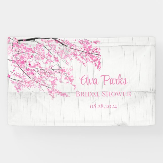 Banderoles Mariage d'écorce cerise en fleurs (Horizontal)