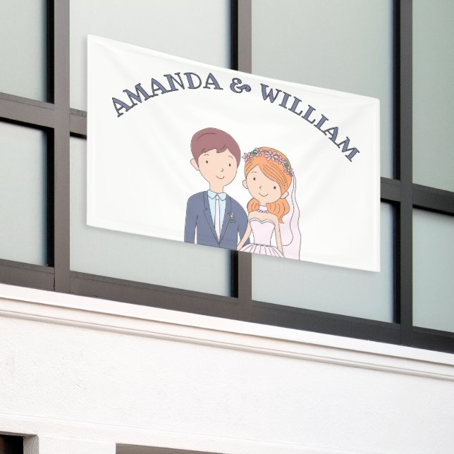 Banderoles Mariage d'illustration simple, semblable à un dess (Bâtiment extérieur)